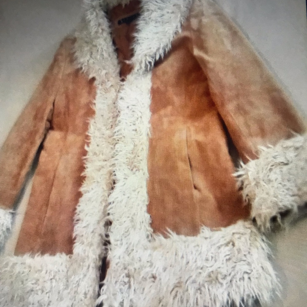 Genuine tan leather jacket w trim